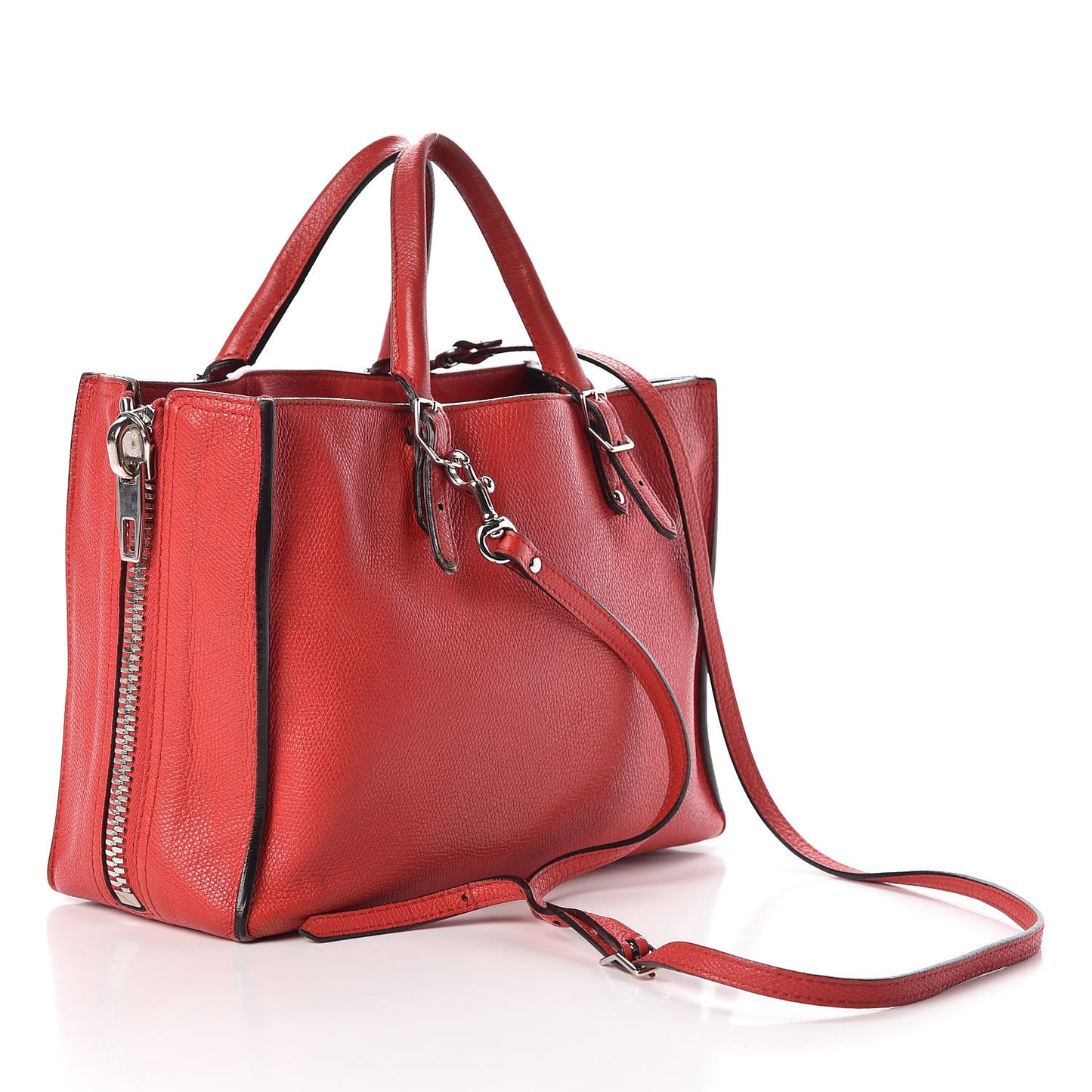 Grained Calfskin Plate Hardware Papier A6 Zip Around Tote Rouge Houx