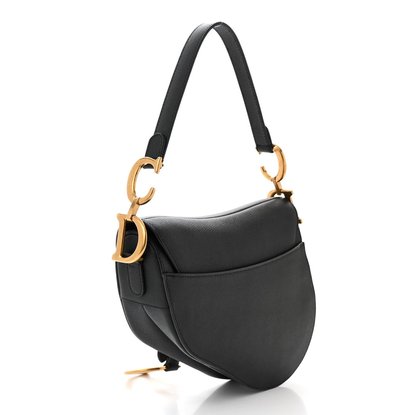 Grained Calfskin Saddle Bag Black