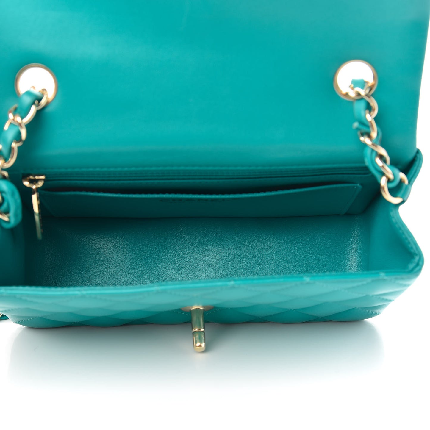 Lambskin Quilted Mini Rectangular Flap Green
