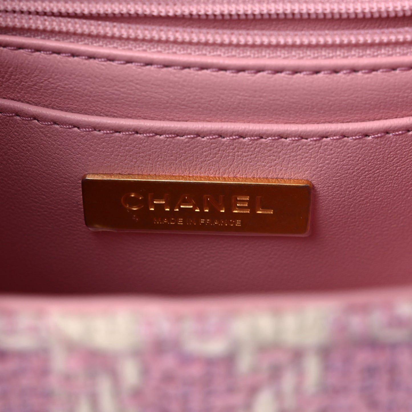 Tweed Handle Crush Small Vanity Case Pink Ecru