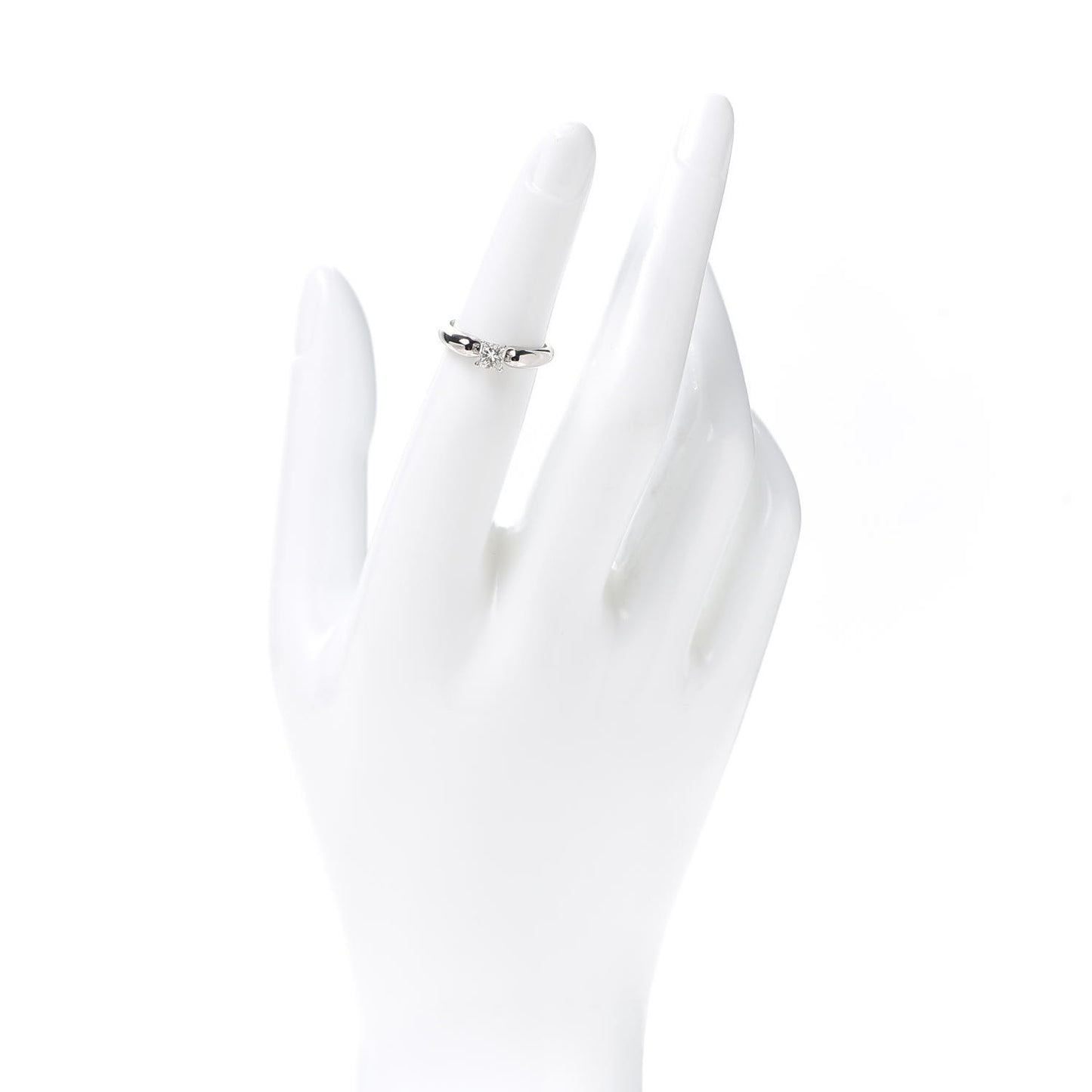 Platinum Diamond .36ct Solitaire Princess Cut Ring 48 4.5