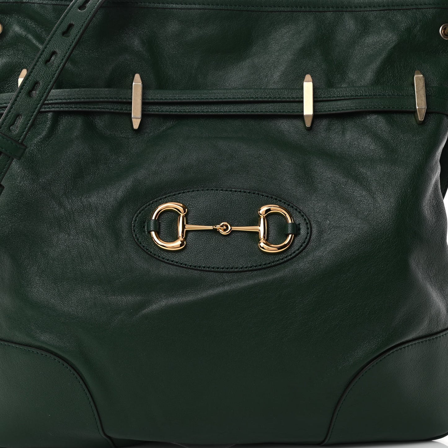 Sakai Calfskin Horsebit 1955 Cinch Top Messenger Bag Vintage Green