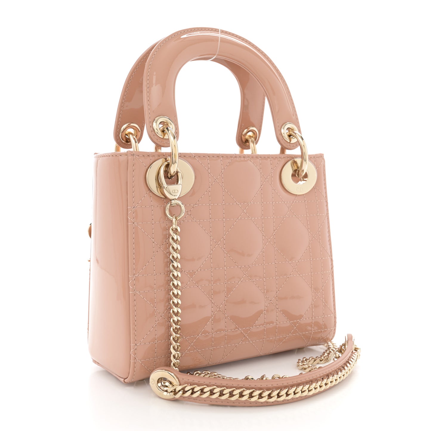 Patent Cannage Mini Lady Dior Rose Des Vents