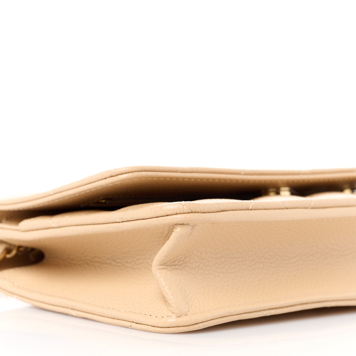 Caviar Quilted Wallet on Chain WOC Beige