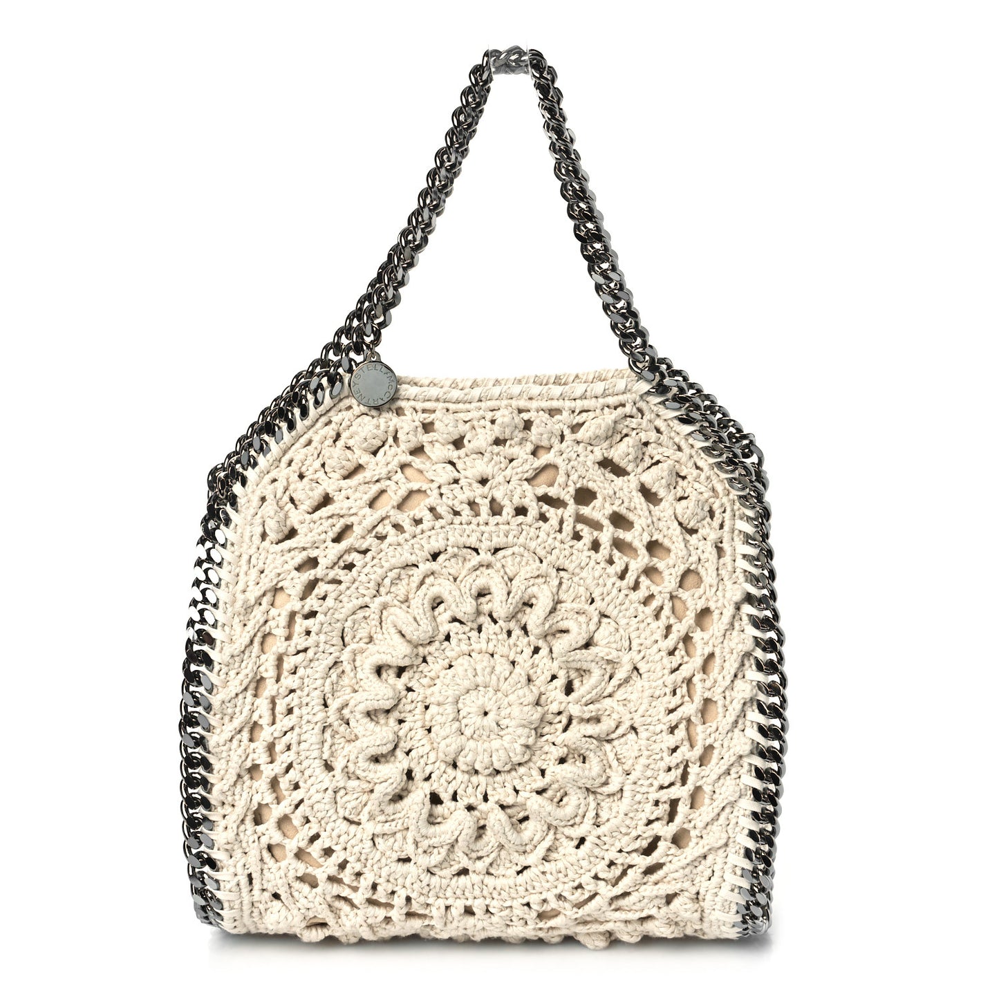 Cotton Crochet Falabella Ajouree Tote Bag White