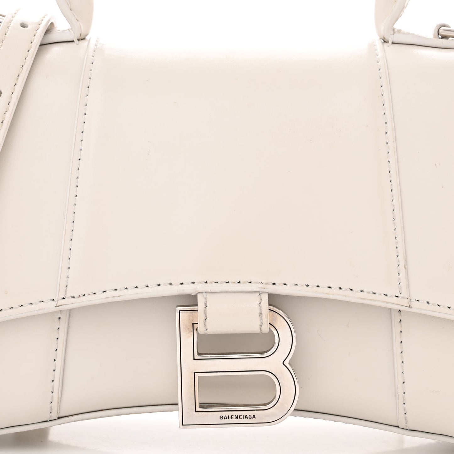 Shiny Box Calfskin Hourglass Top Handle Bag XS Chalky White