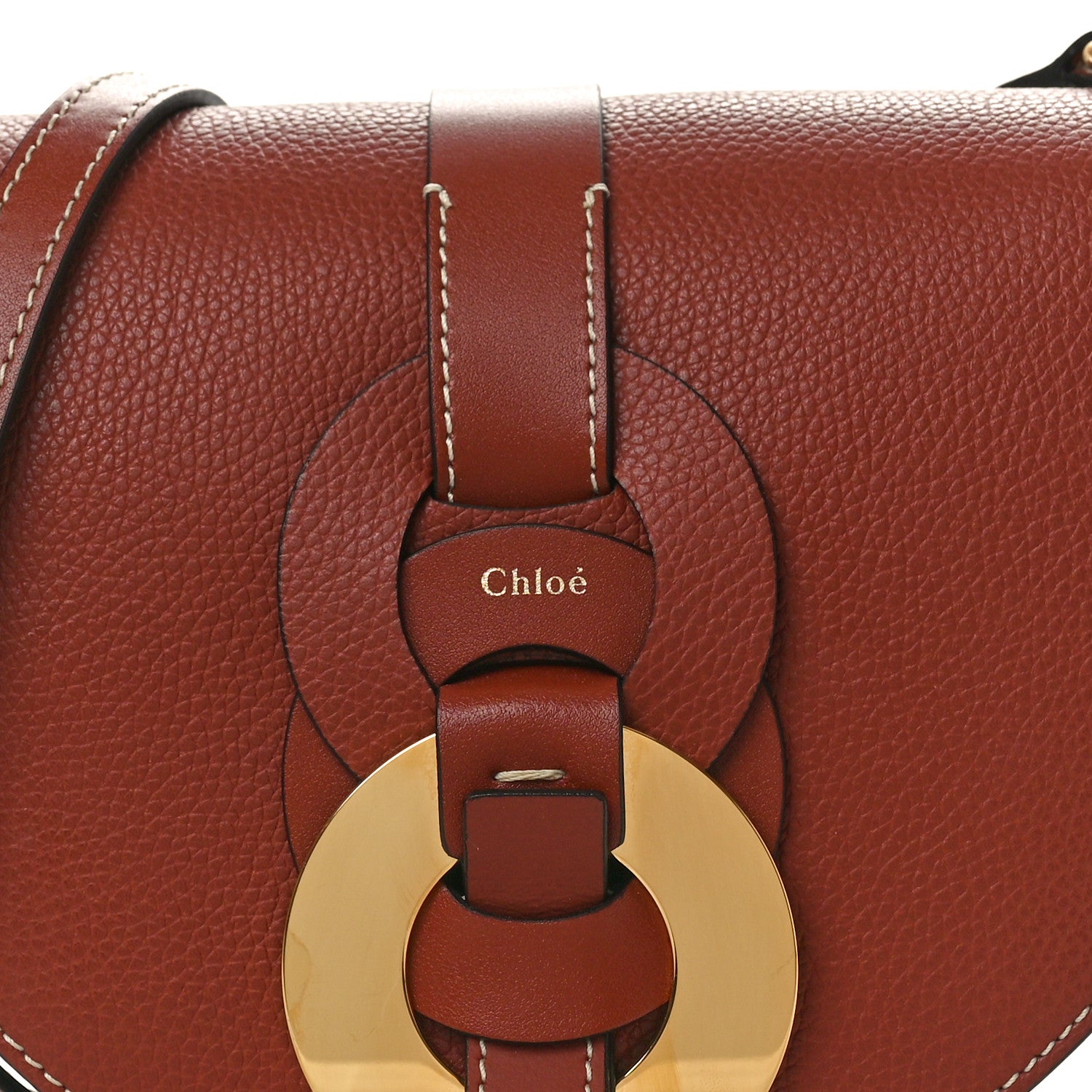 Chloe Grained Calfskin Small Darryl Saddle Crossbody Bag Sepia Brown 7 of 9