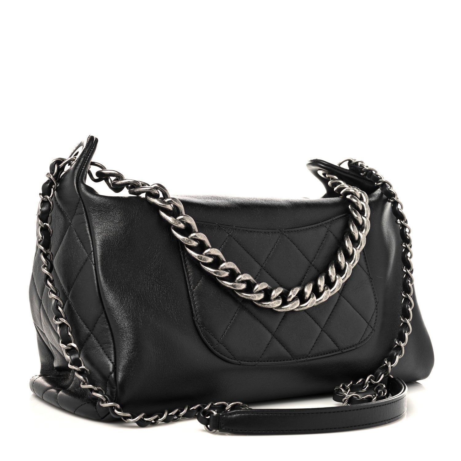 Chanel Calfskin Chain 20s Signature Hobo Black 2 of 9