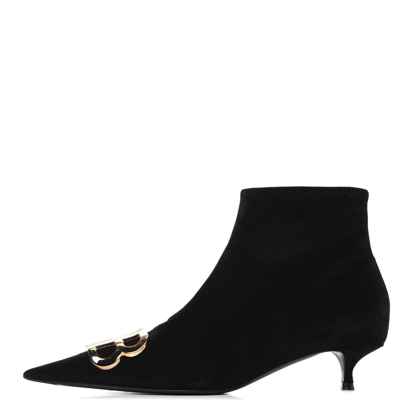 Velvet BB Pointy Toe Ankle Booties 38 Black Vintage