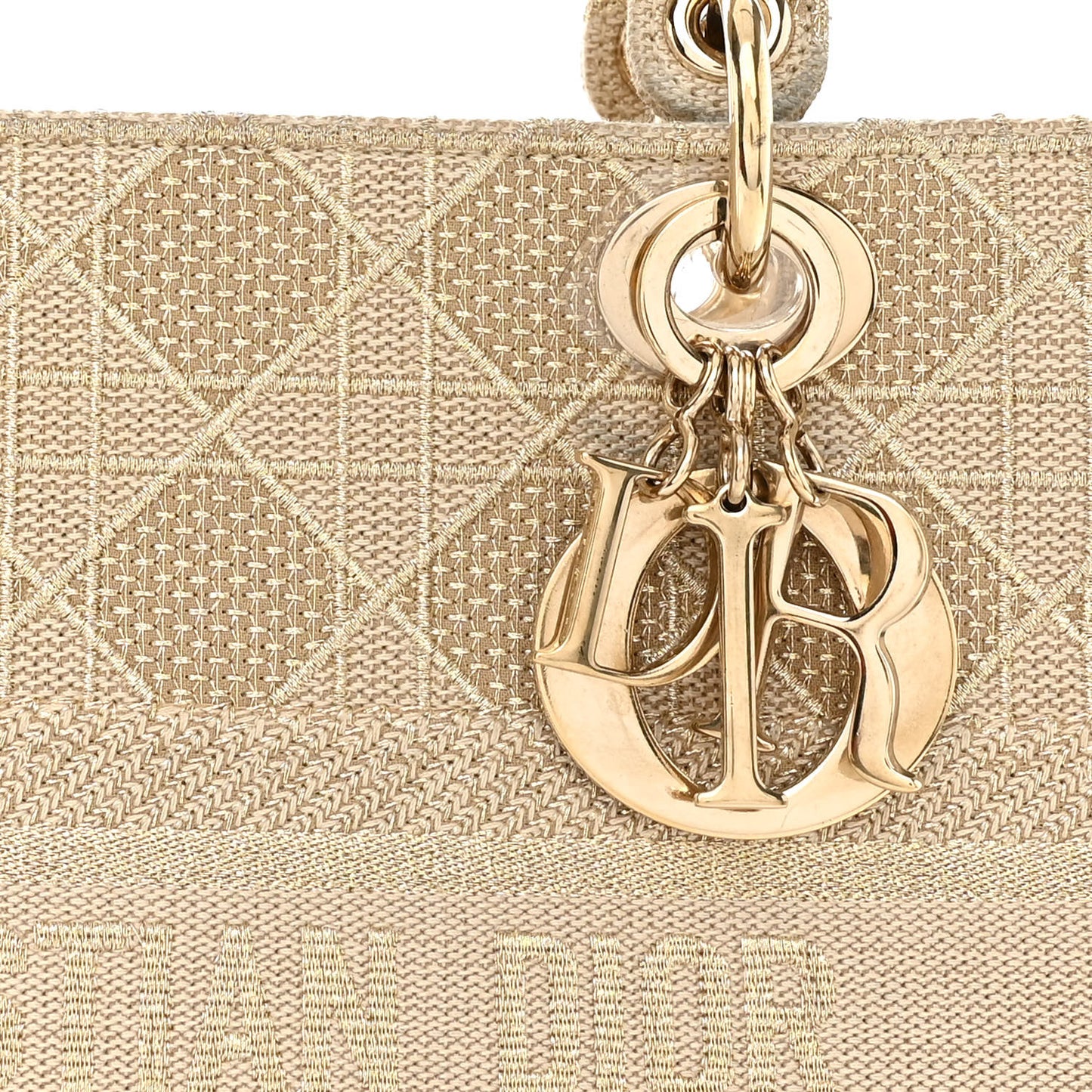 Canvas Embroidered Cannage Medium Lady D-Lite Beige