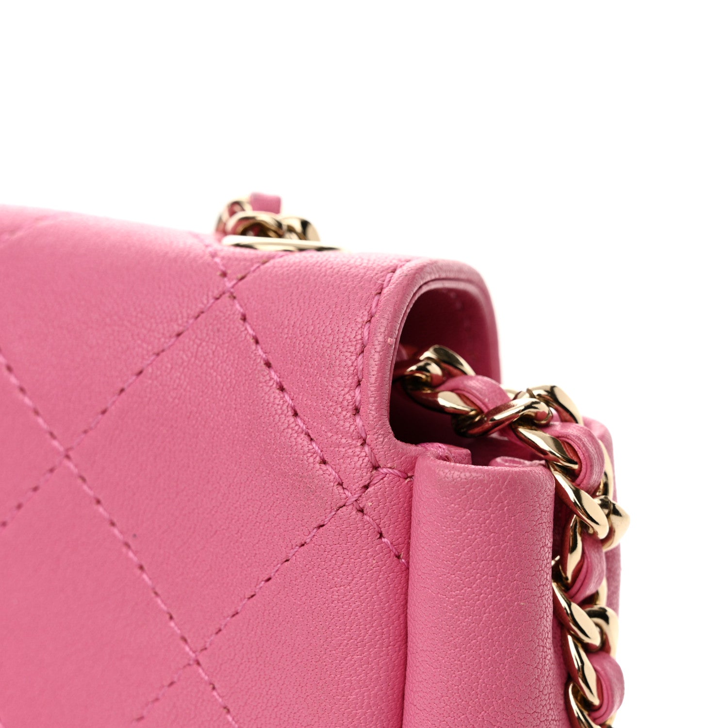 Chanel Goatskin Stitched Casual Trip Single Flap Pink 12 of 12