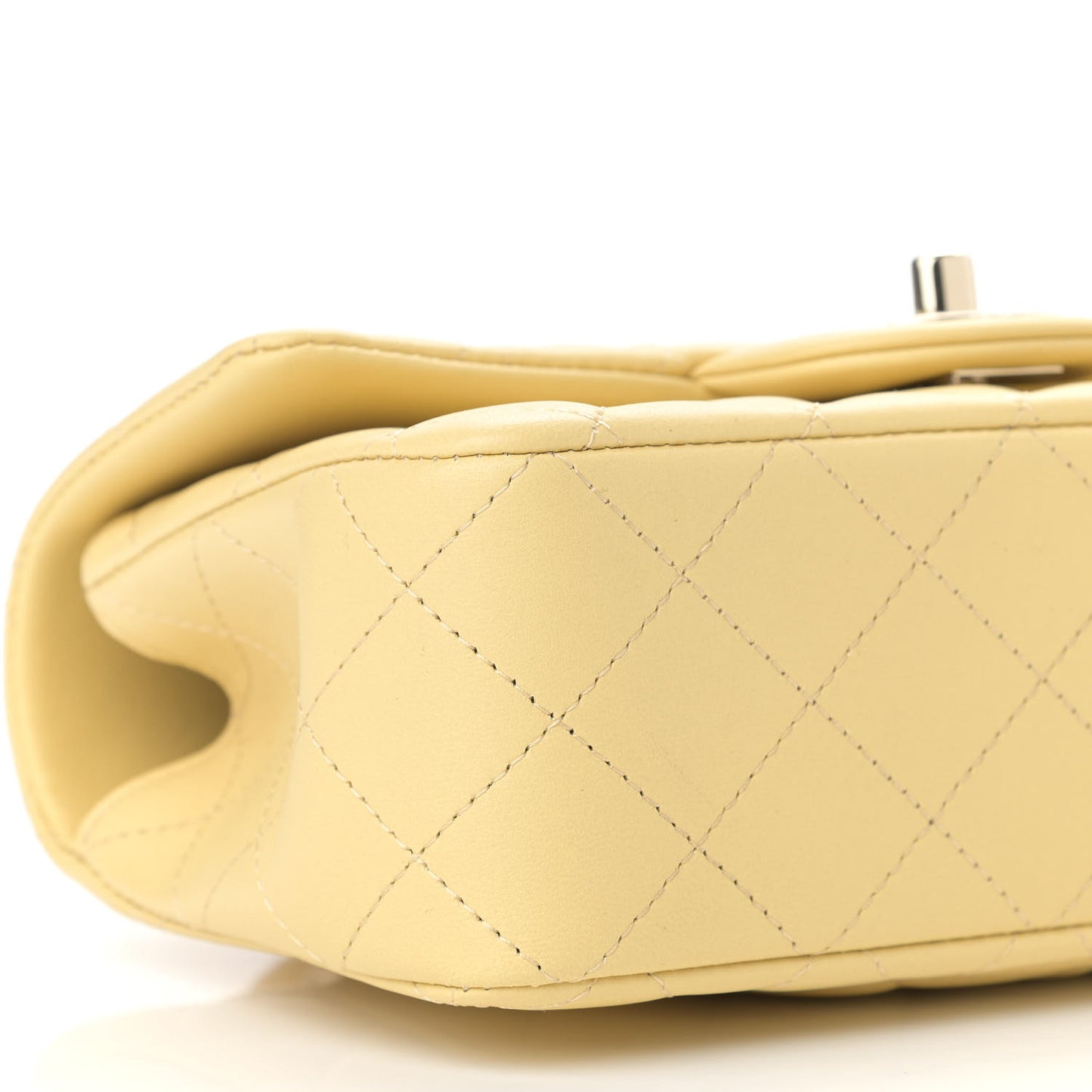 Lambskin Quilted Mini Top Handle Rectangular Flap Yellow