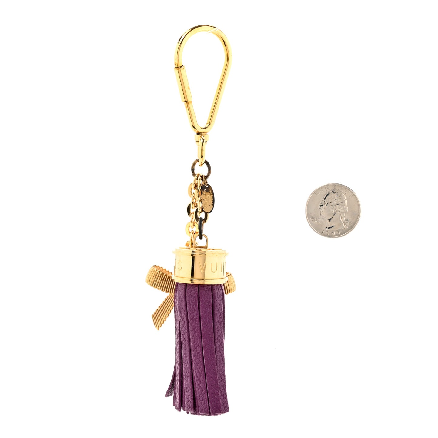 Calfskin Tassel Bow Bag Charm Purple