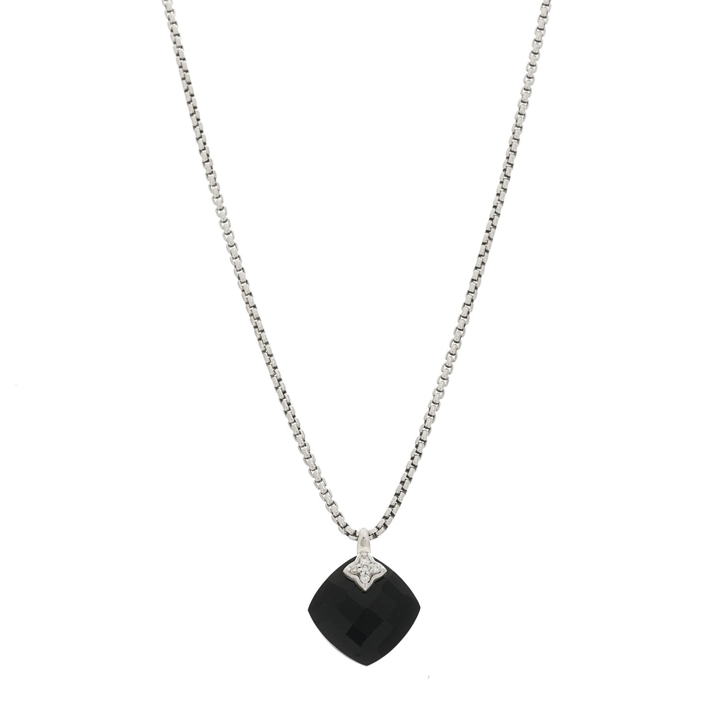 Sterling Silver Diamond Black Onyx Capri Pendant Necklace