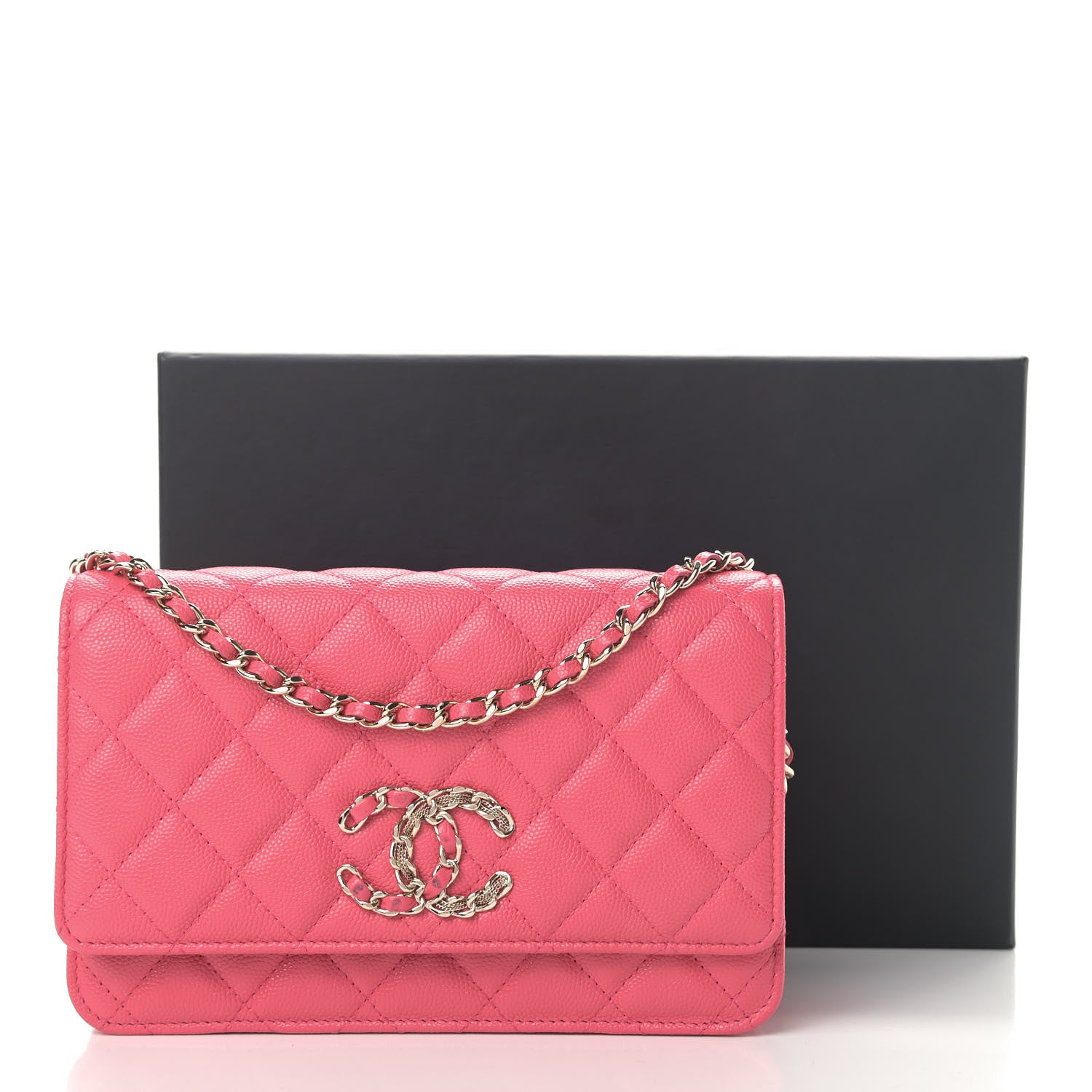 Chanel Caviar Quilted French New Wave Chain CC Wallet On Chain WOC Pink 22 of 27