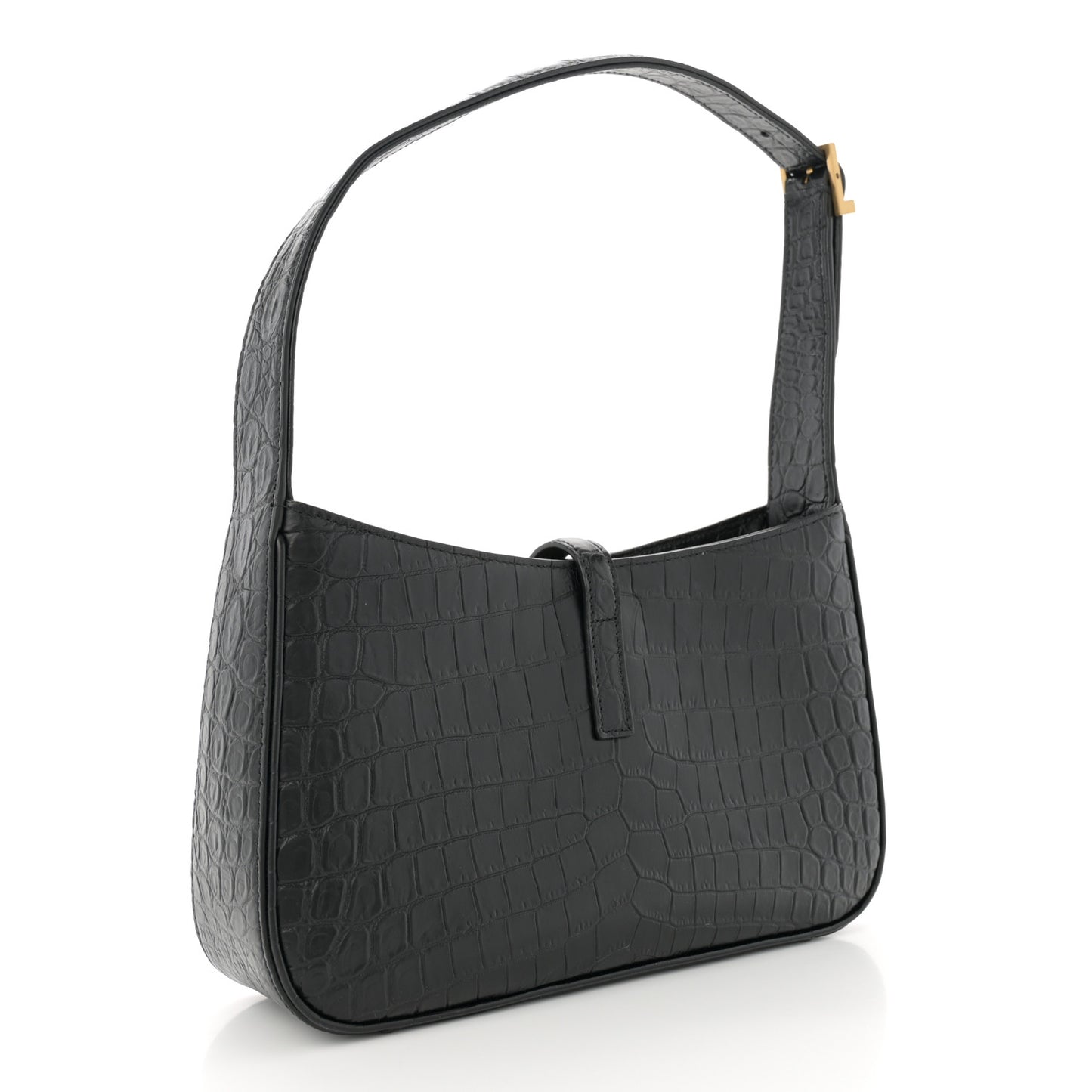 Calfskin Crocodile Embossed Le 5 A 7 Hobo Black