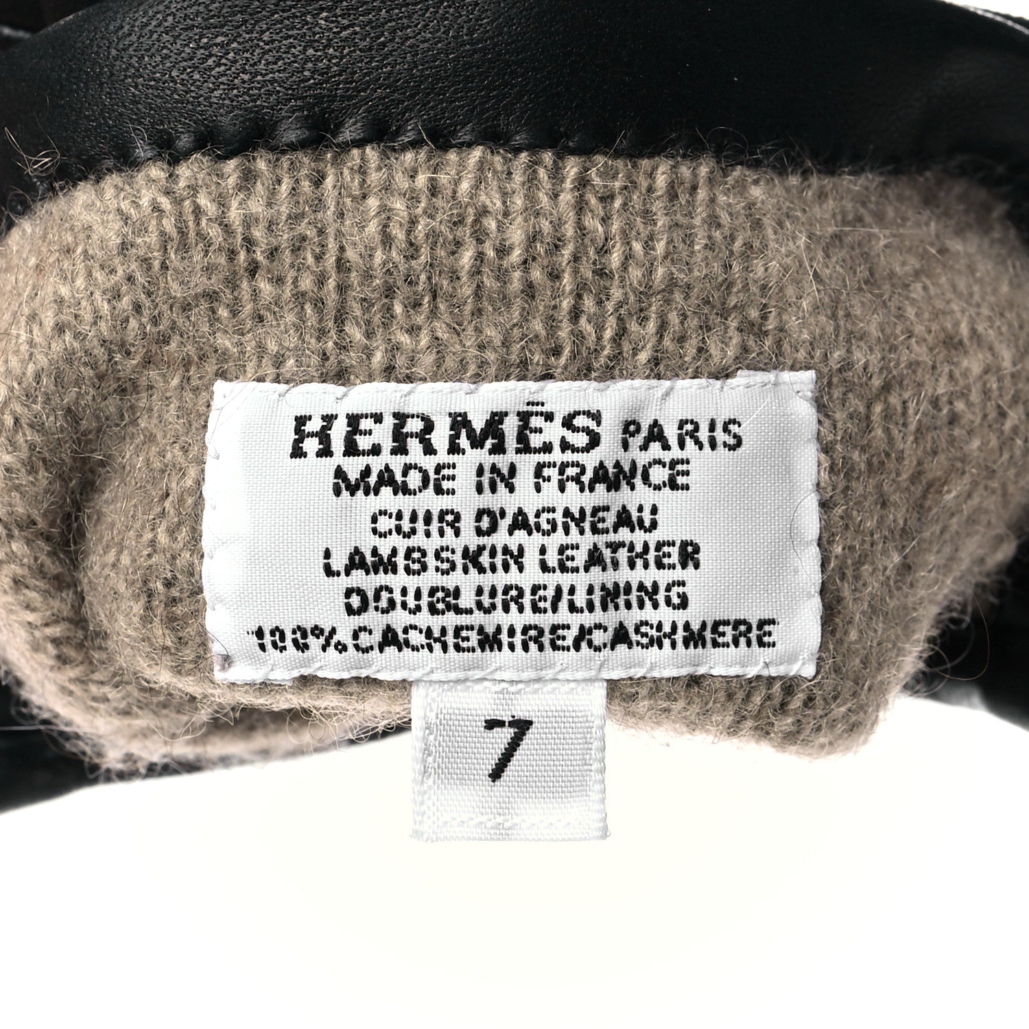 Hermes Lambskin Cashmere Voltige Gloves 7 Black 3 of 3
