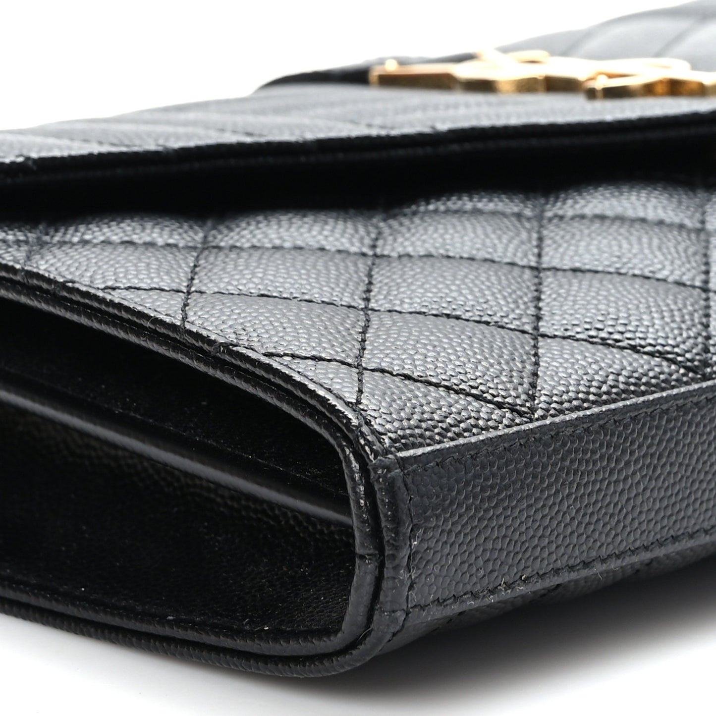 Grain De Poudre Mixed Matelasse Triquilt Monogram Chain Wallet Black
