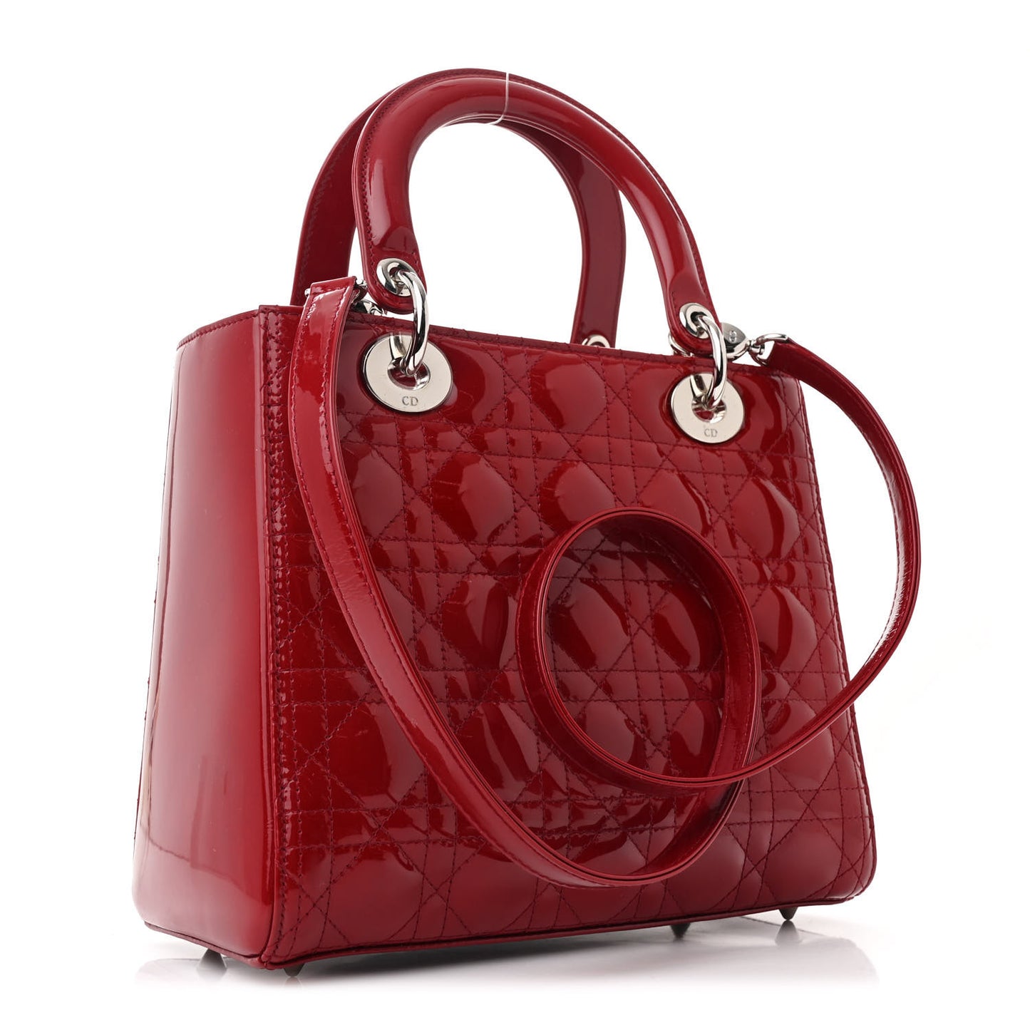 Patent Cannage Medium Lady Dior Red