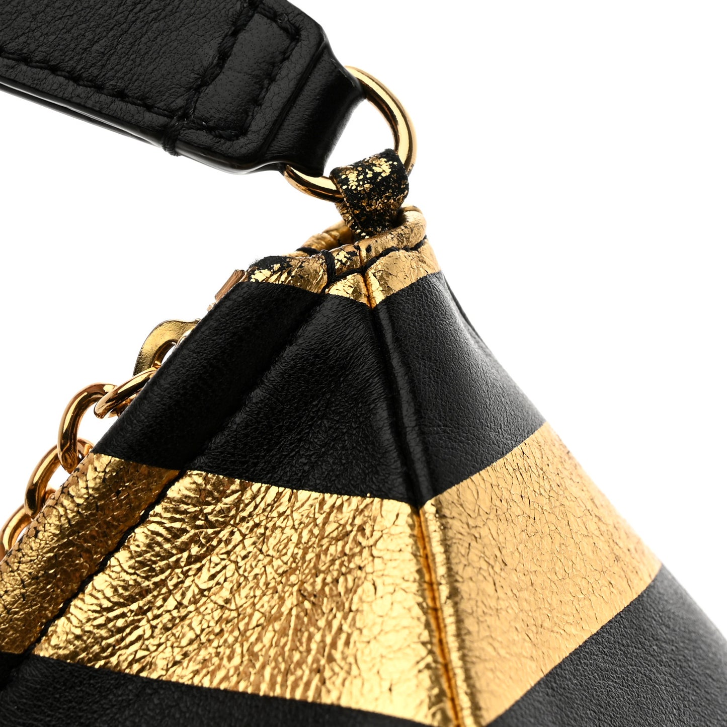Metallic Lambskin CC Kheops Pyramid Bag Gold Black