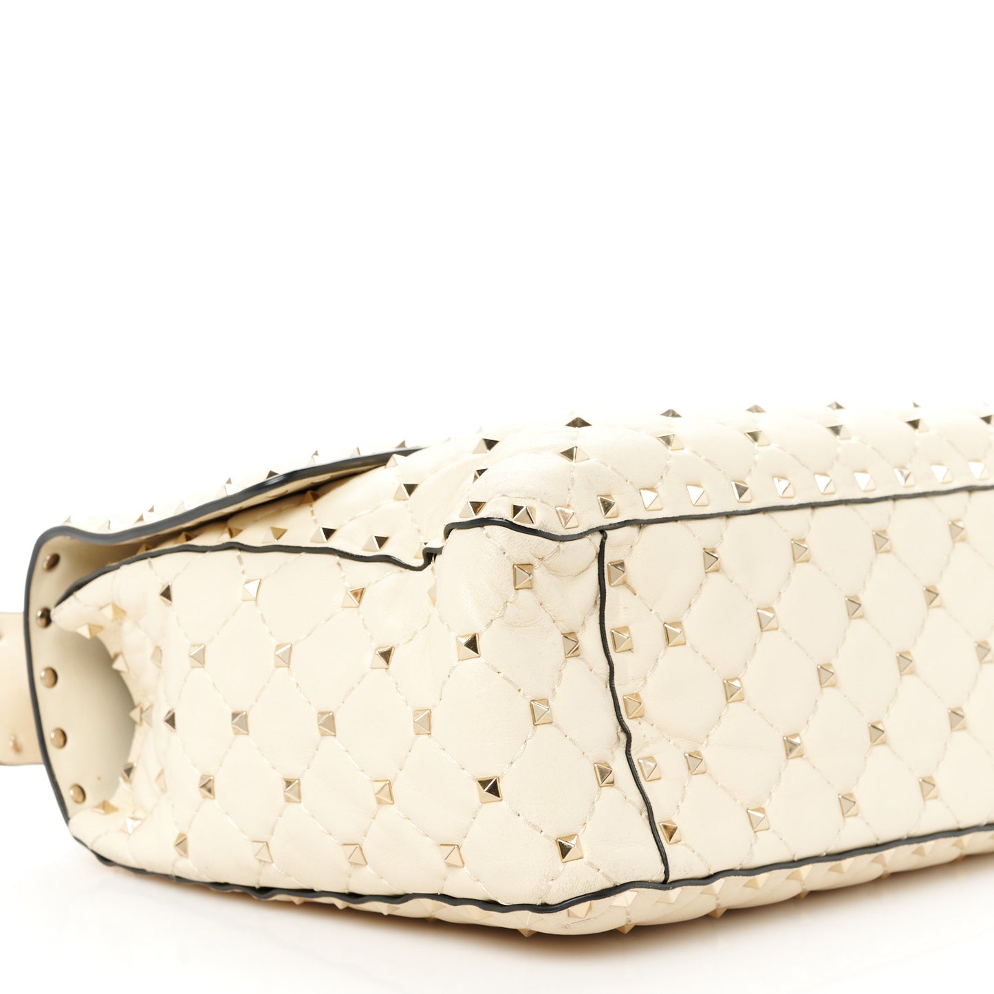 Nappa Large Rockstud Spike Shoulder Bag Light Ivory