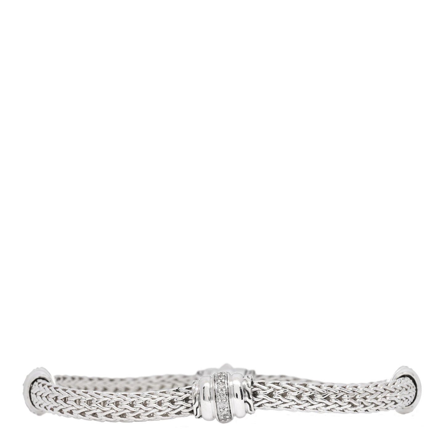 Sterling Silver Diamond Bedeg Barrel Station Bracelet