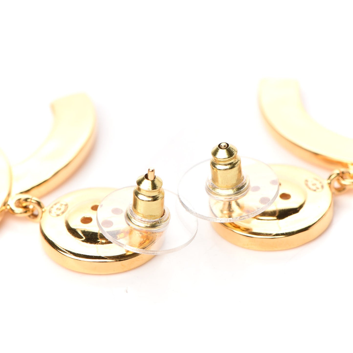 Metal Large Paris Button Earrings Gold