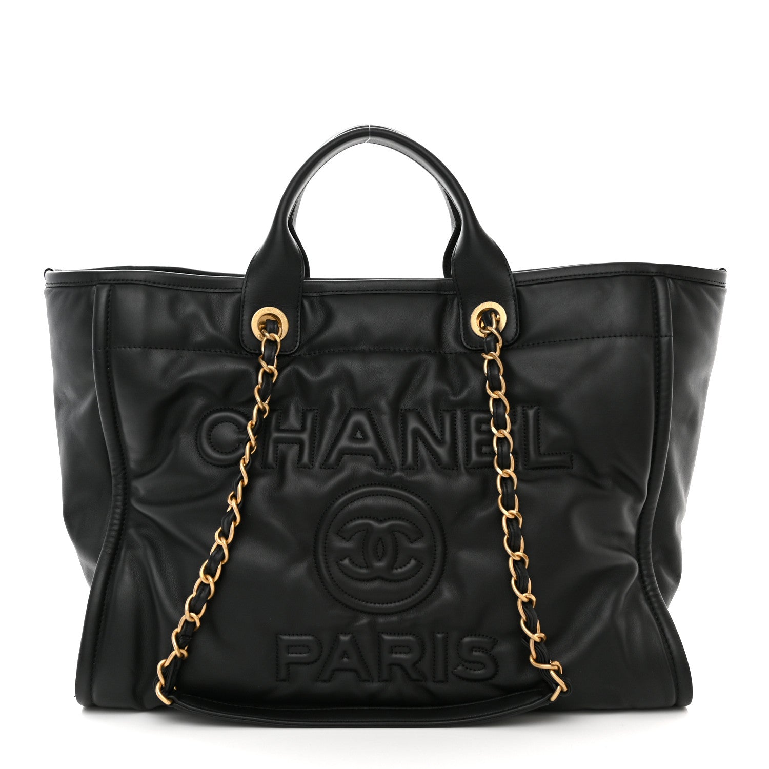 Chanel Calfskin Embossed Medium Deauville Tote Black 3 of 11
