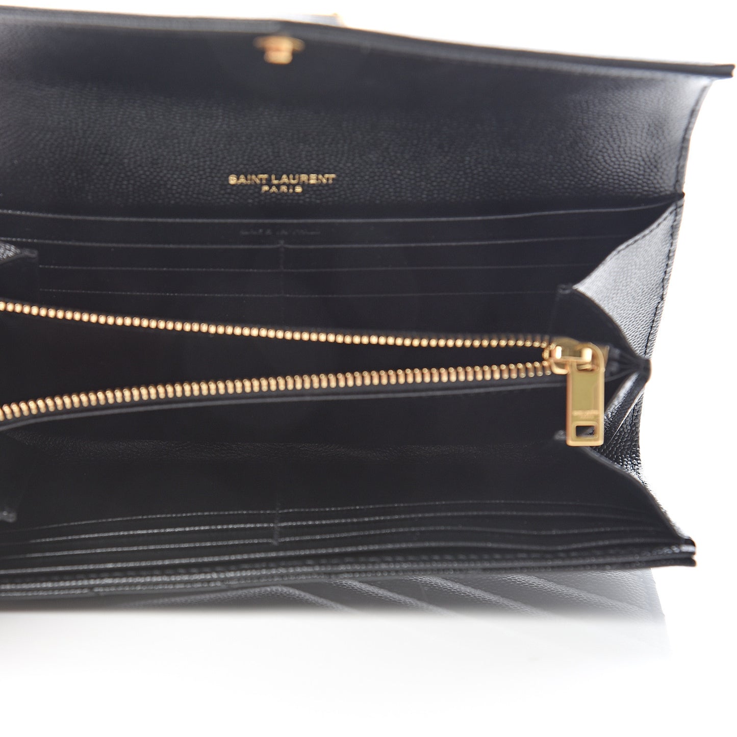 Grain De Poudre Matelasse Chevron Monogram Flap Wallet Black