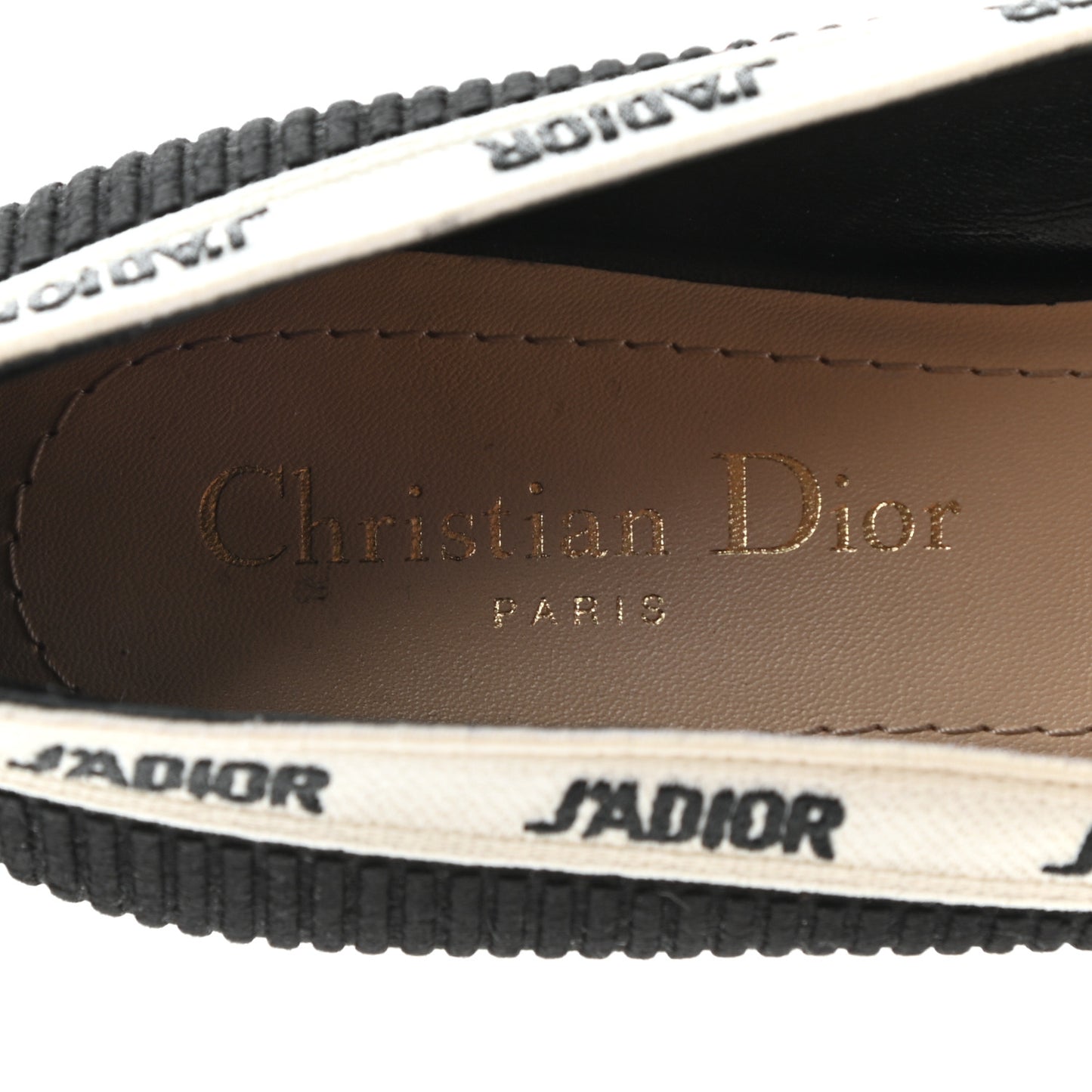 Fabric Ribbon Embroidered J'Adior Ballet Flats 37.5 Black