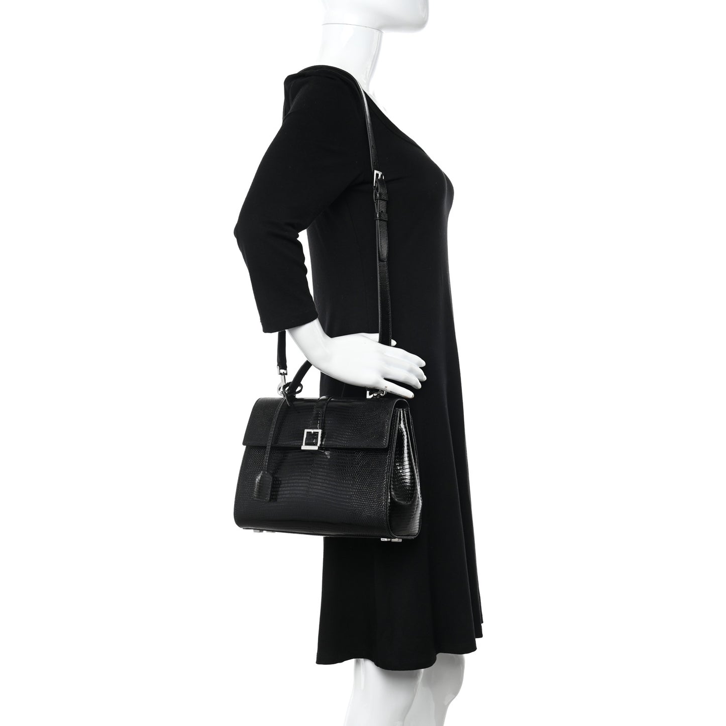Lizard Le Fermoir Top Handle Bag Small Black