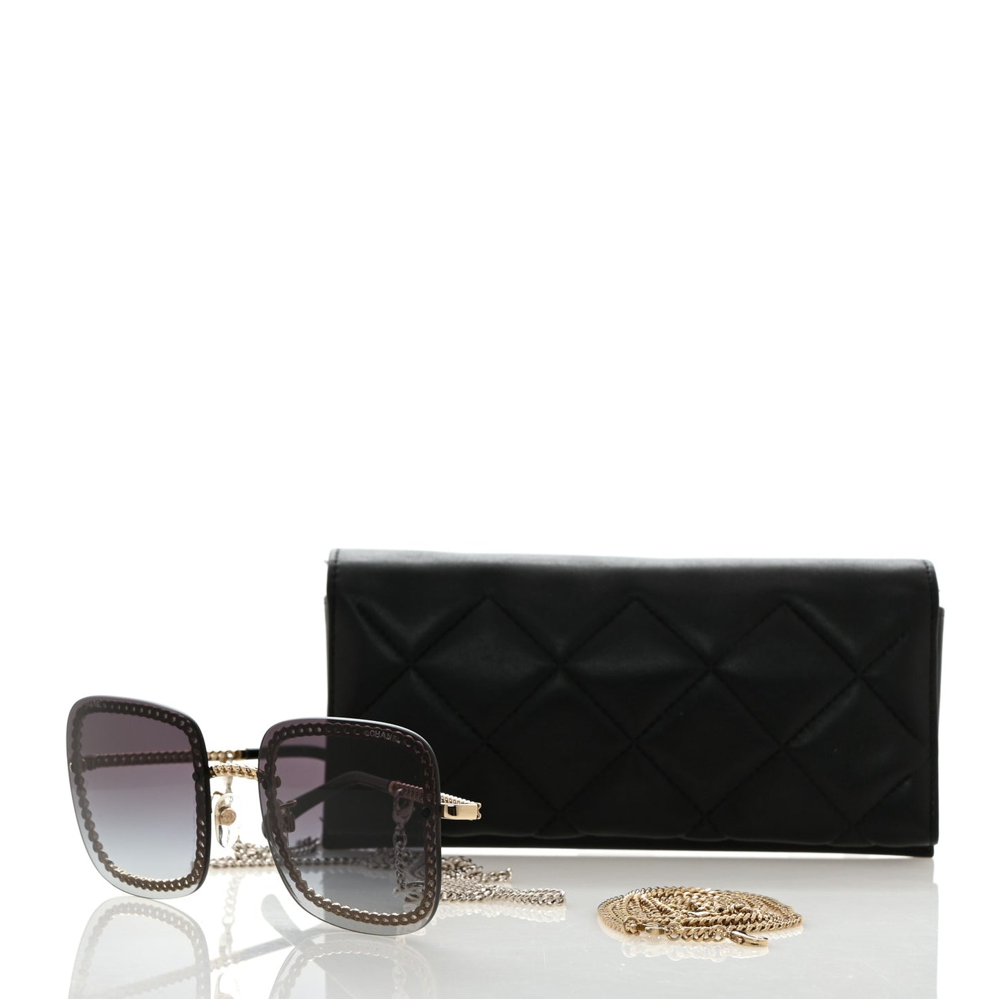 Square Removable Chain Sunglasses 4244 Black
