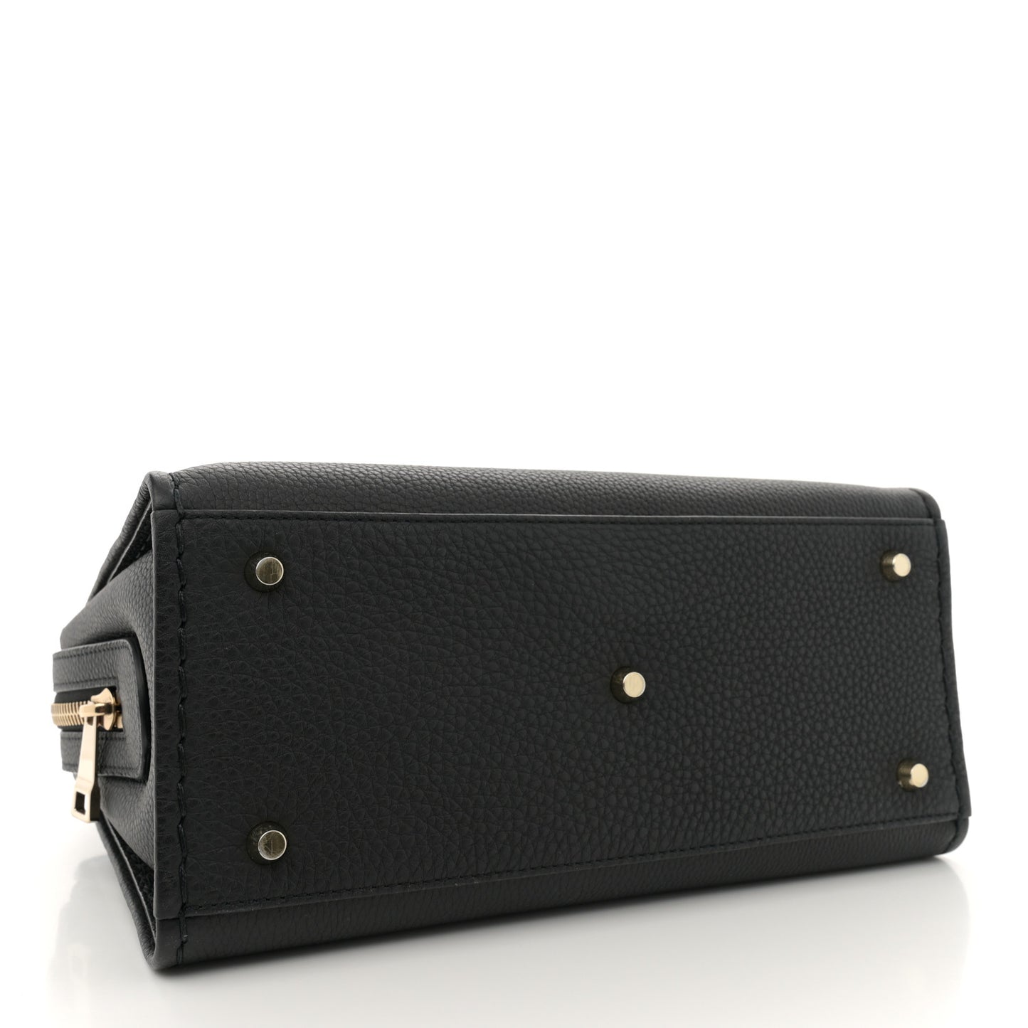 Grained Calfskin Small Edith Top Handle Bag Black
