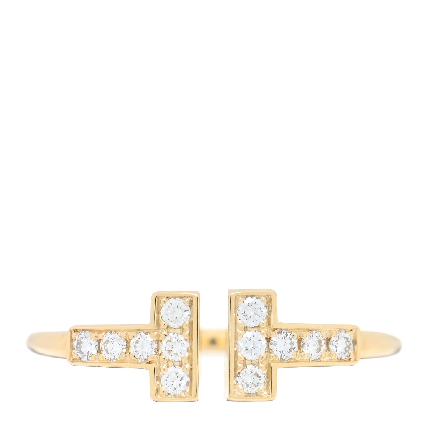 18K Yellow Gold Diamond T Wire Ring 52 6