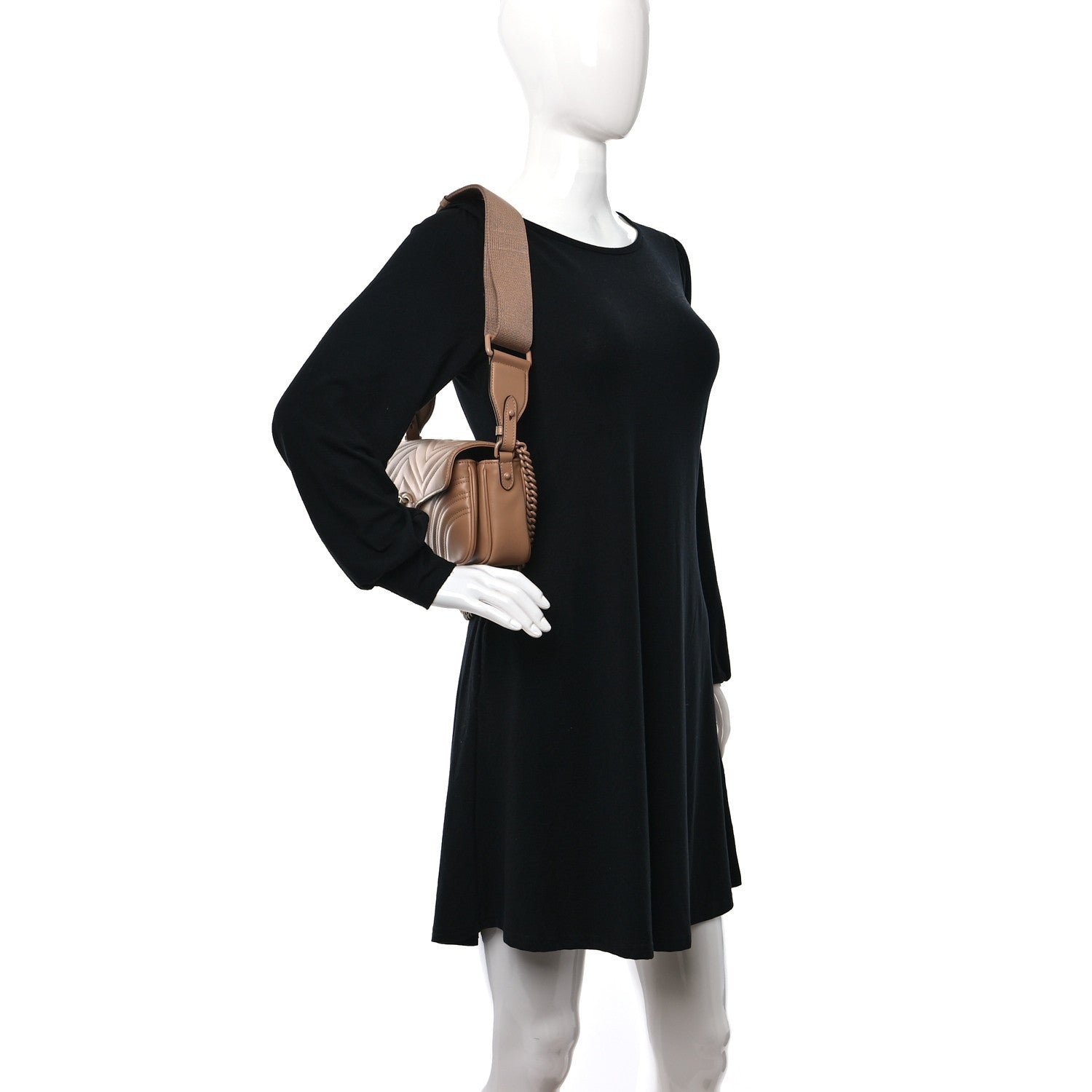 Gucci Calfskin Matelasse Monochrome GG Marmont Crossbody Shoulder Bag Camelia Winter Rose 2 of 10