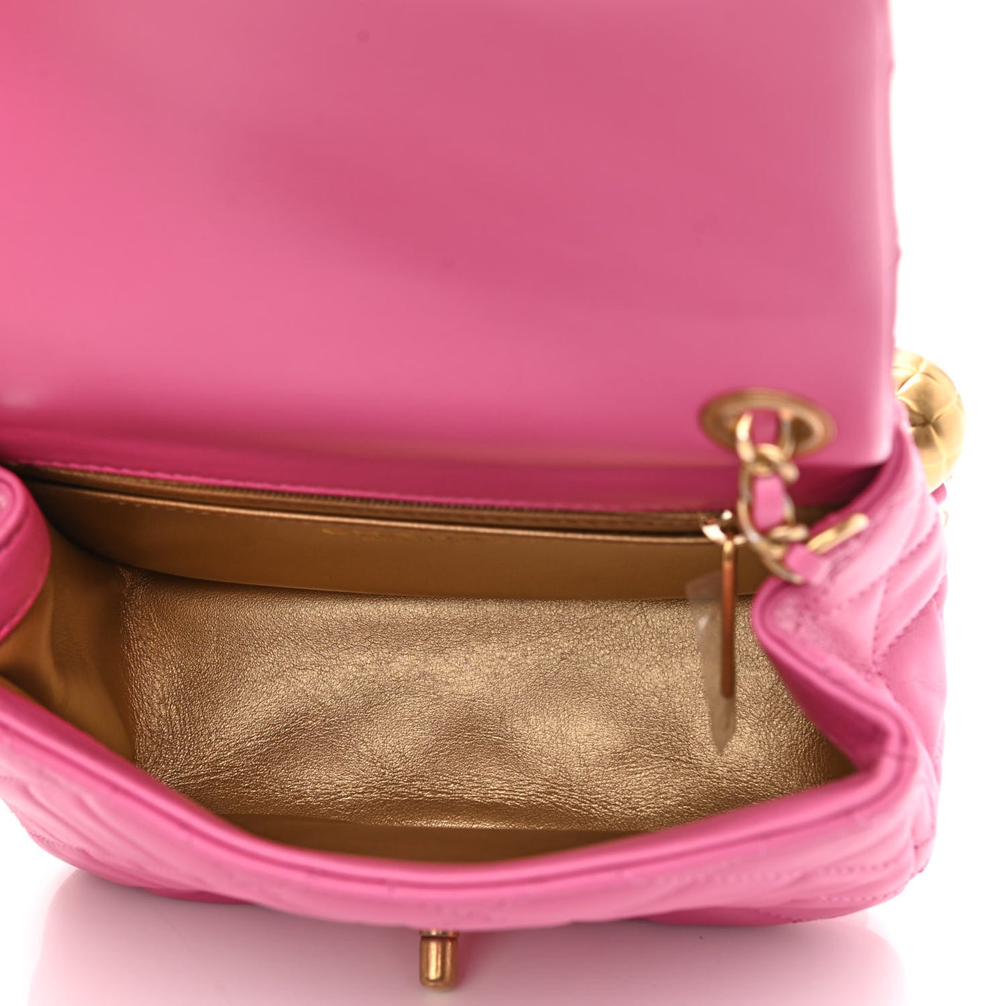Lambskin Quilted Mini Pearl Crush Flap Pink