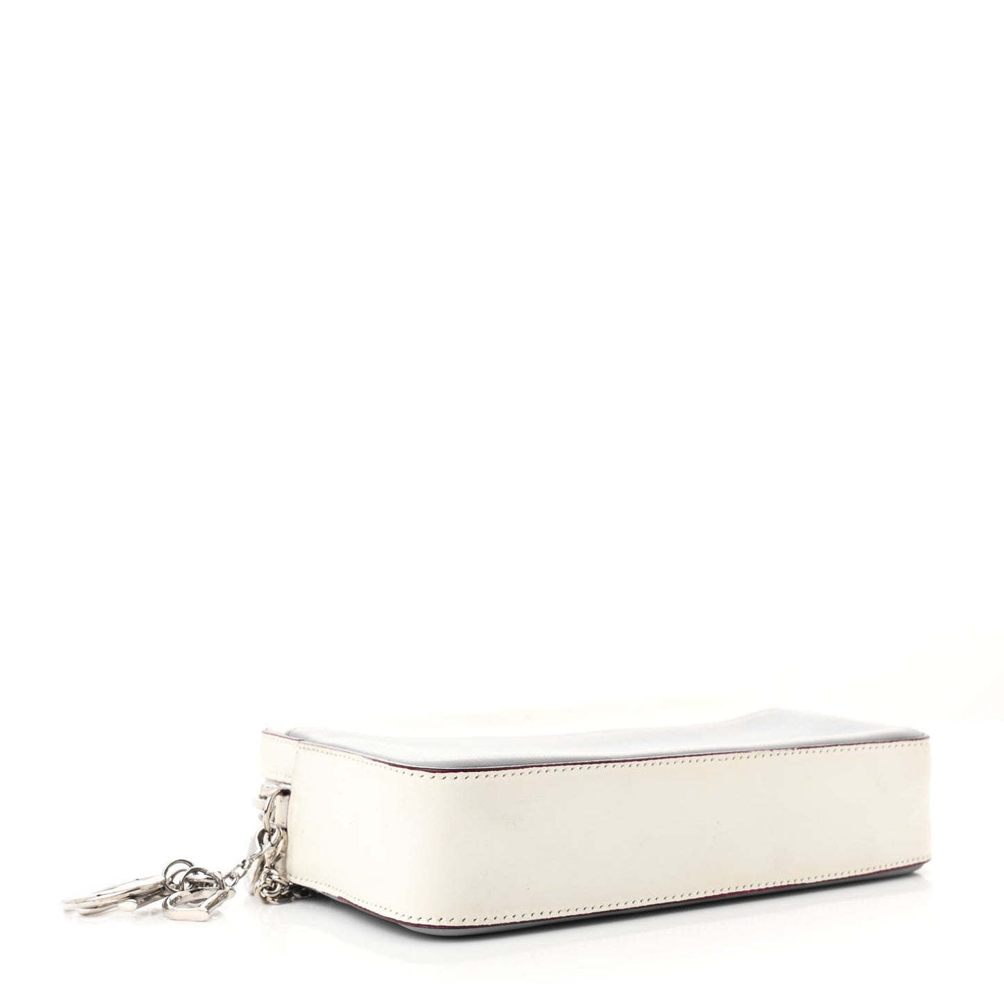 Calfskin Chain Wallet Grey Off White