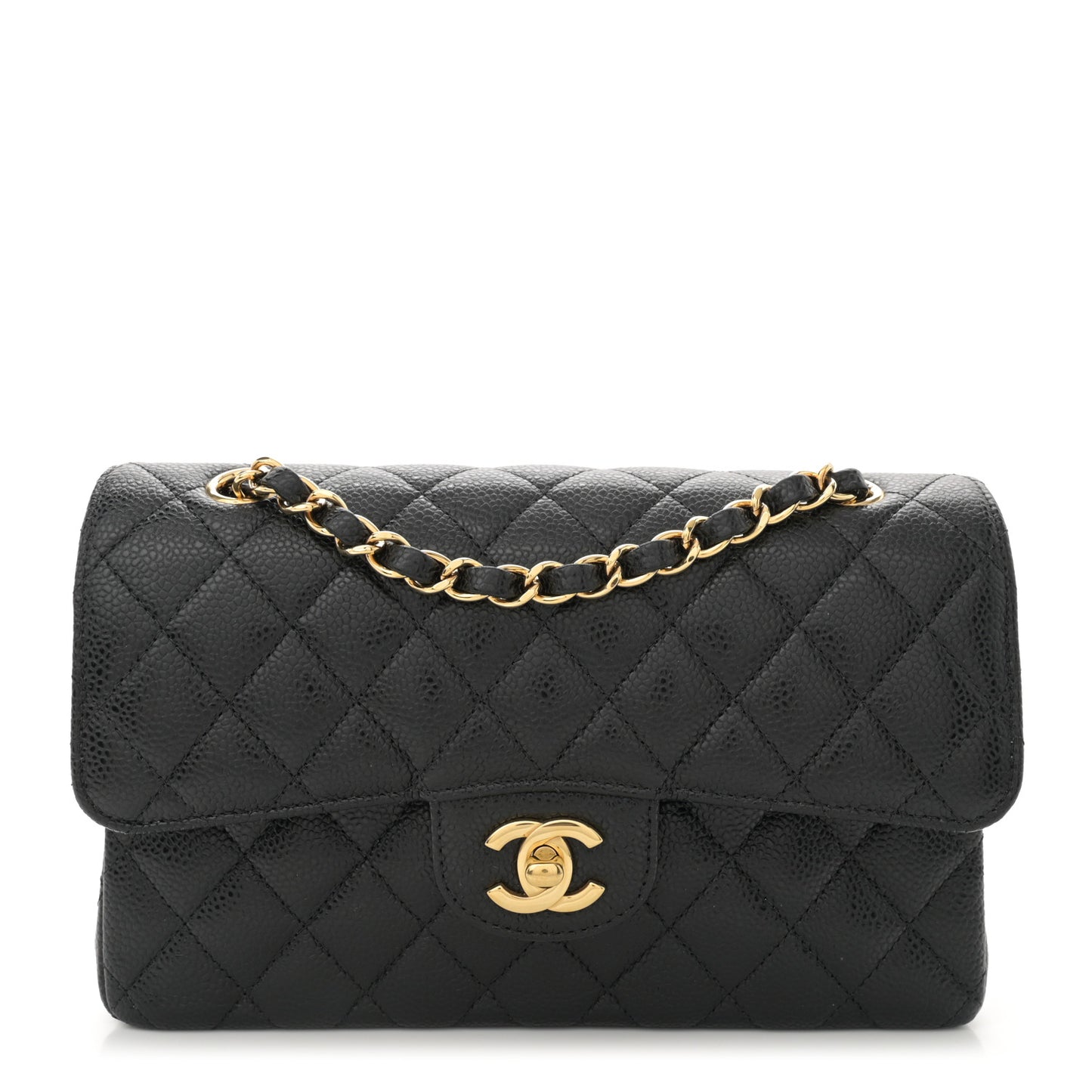 Caviar Quilted Small Double Flap Black