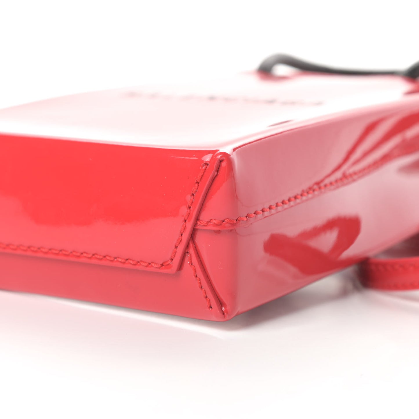 Patent Calfskin Logo Shopping Phone Holder Bag Bright Red