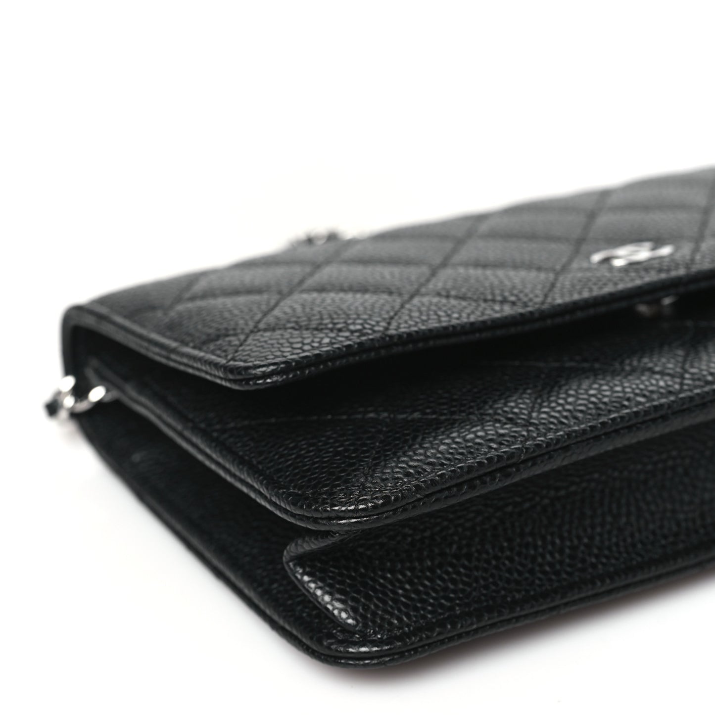 Caviar Quilted Wallet on Chain WOC Black