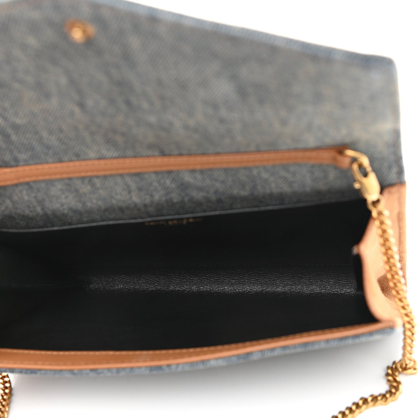 Denim Monogram Chain Wallet Rodeo Blue Cinnamon