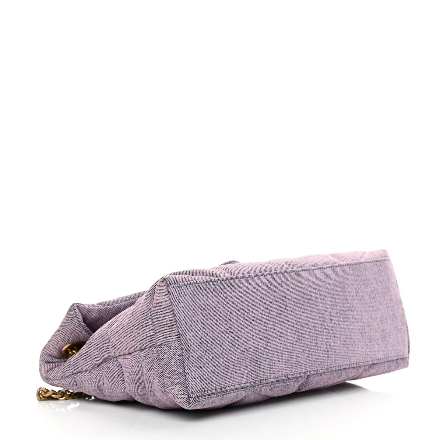 Denim Quilted Small Loulou Puffer Monogram Chain Satchel Bleached Lilac