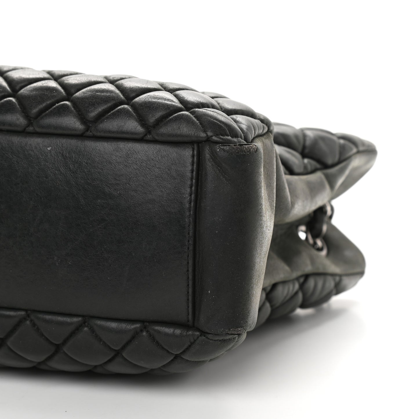 Lambskin Quilted Medium New Bubble North South Tote Black
