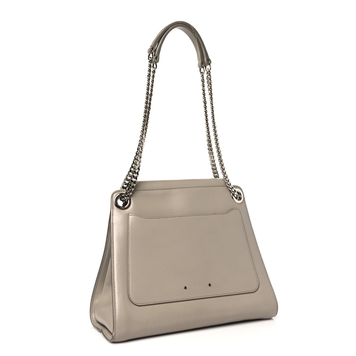 Shiny Calfskin Medium Annie Shoulder Bag Motty Grey