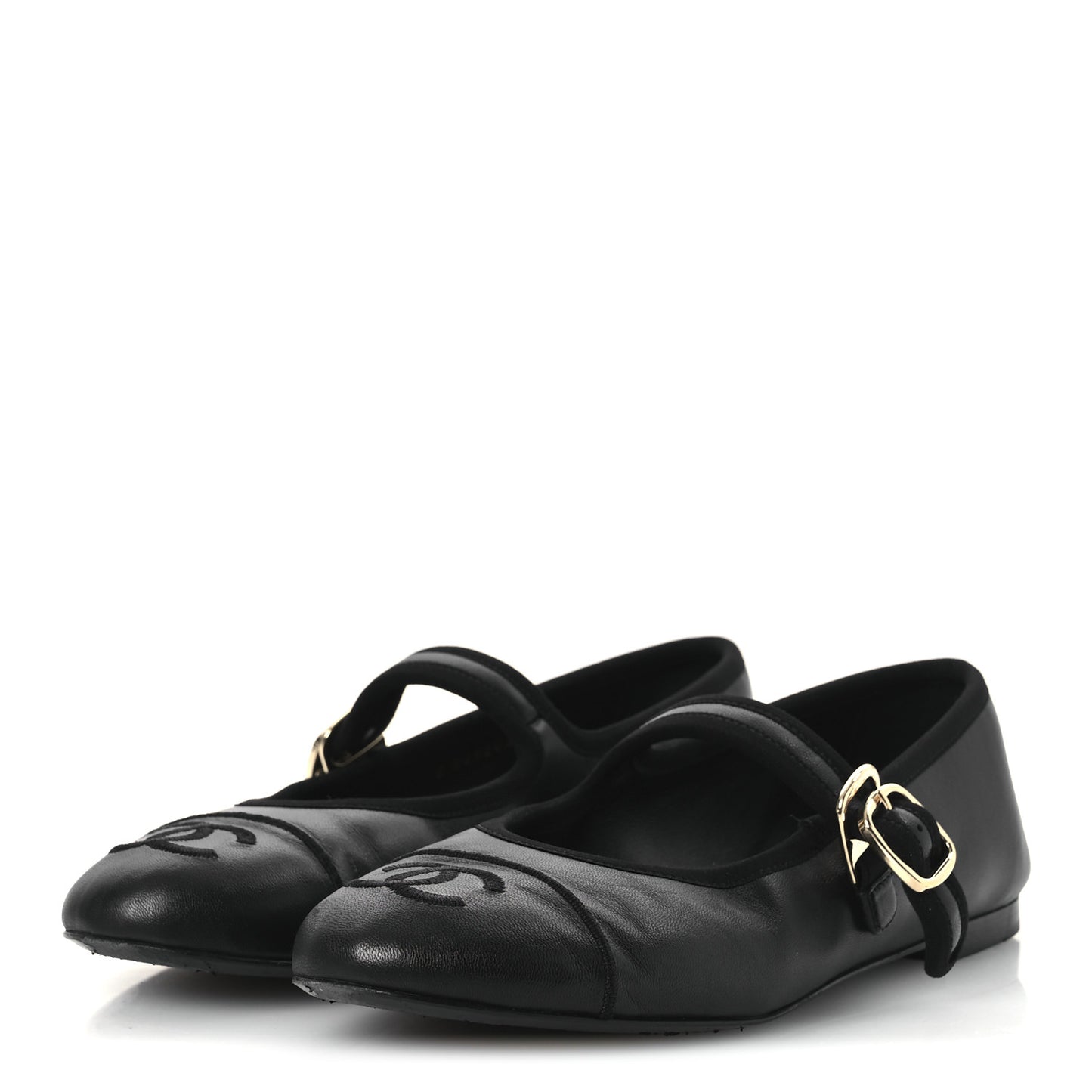 Lambskin Mary Jane Flats 36 Black