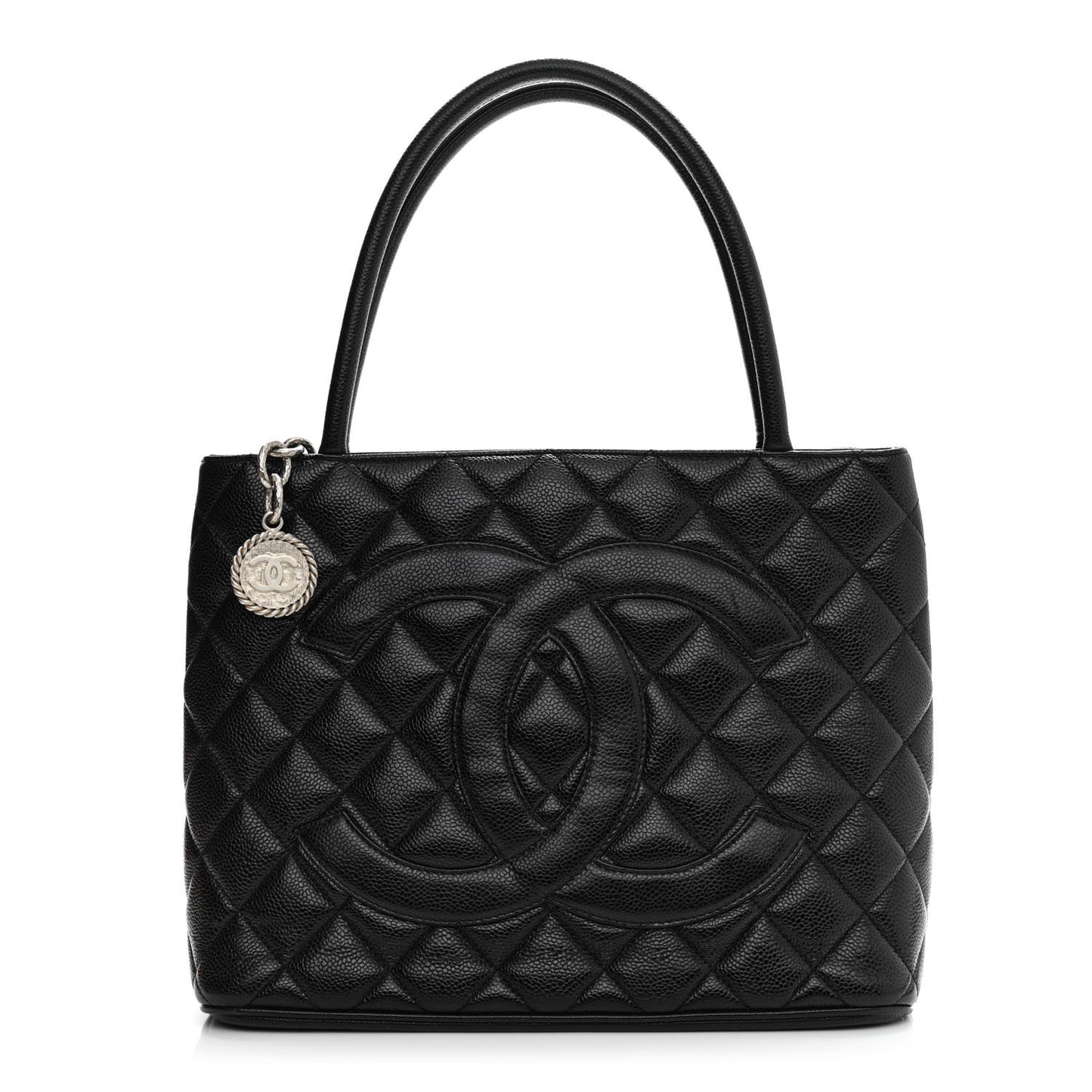 Caviar Quilted Medallion Tote Black