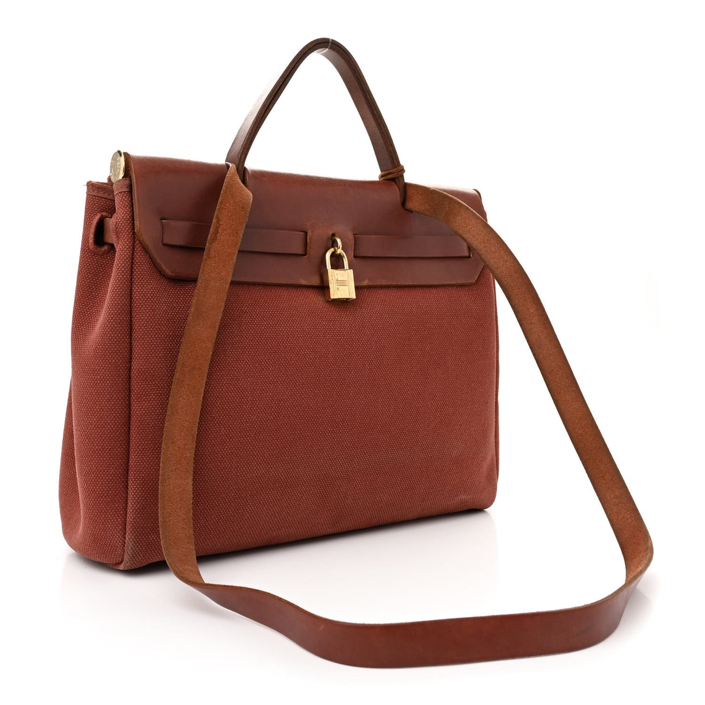 Toile Vache Calfskin Herbag 30 PM Havane