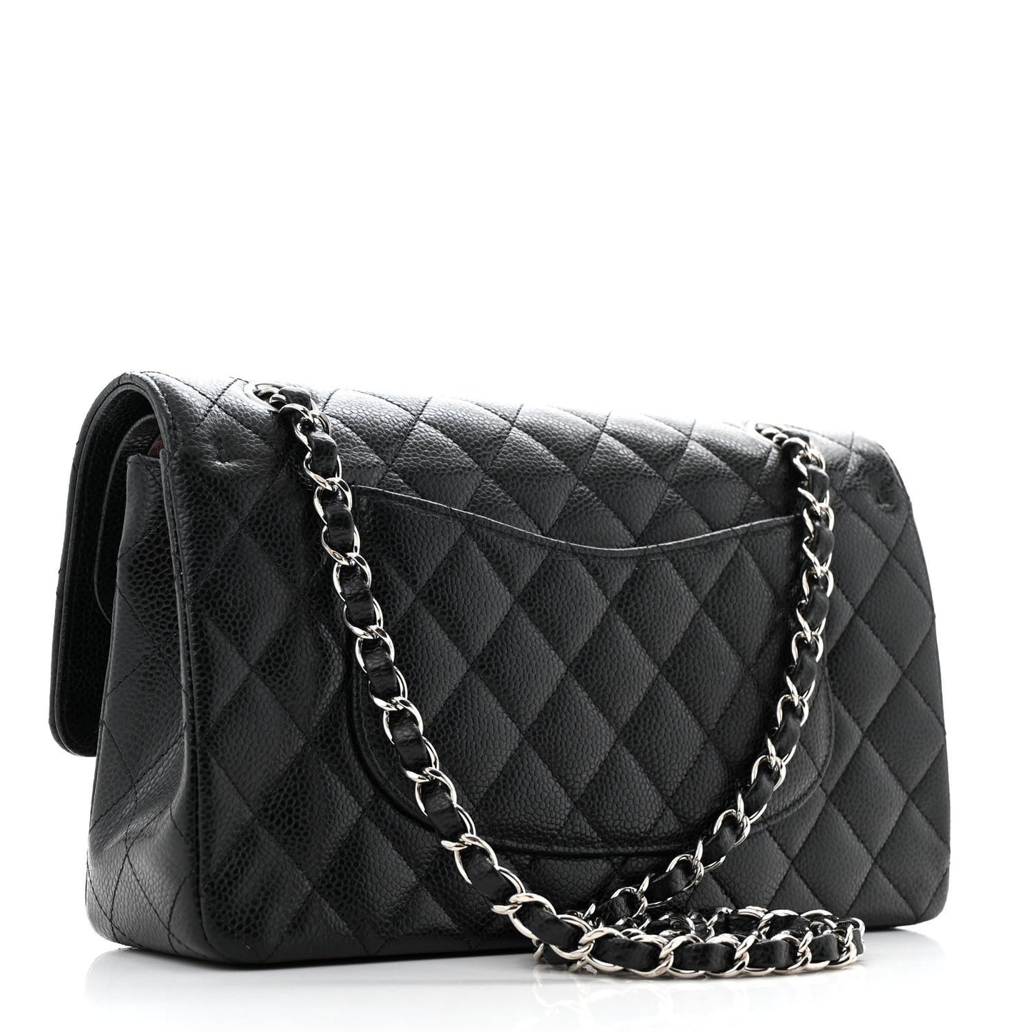 Caviar Quilted Medium Double Flap Black