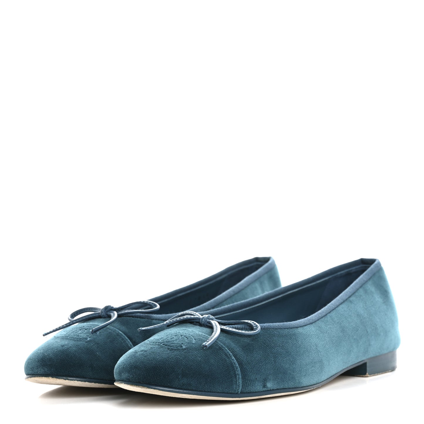 Velvet Cap Toe Ballerina Flats 39.5 Blue