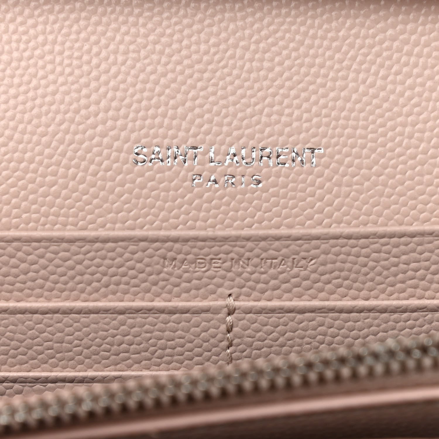 Saint Laurent Grain De Poudre Matelasse Chevron Monogram Chain Wallet Pink and White 6 of 11